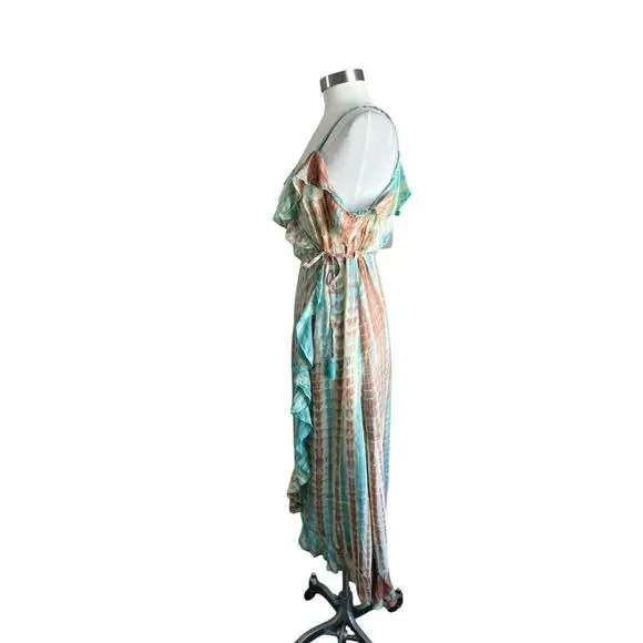 Khush Cold Shoulder Wrap Maxi Dress Boho Resort Vacation Floral L - Picture 4 of 10